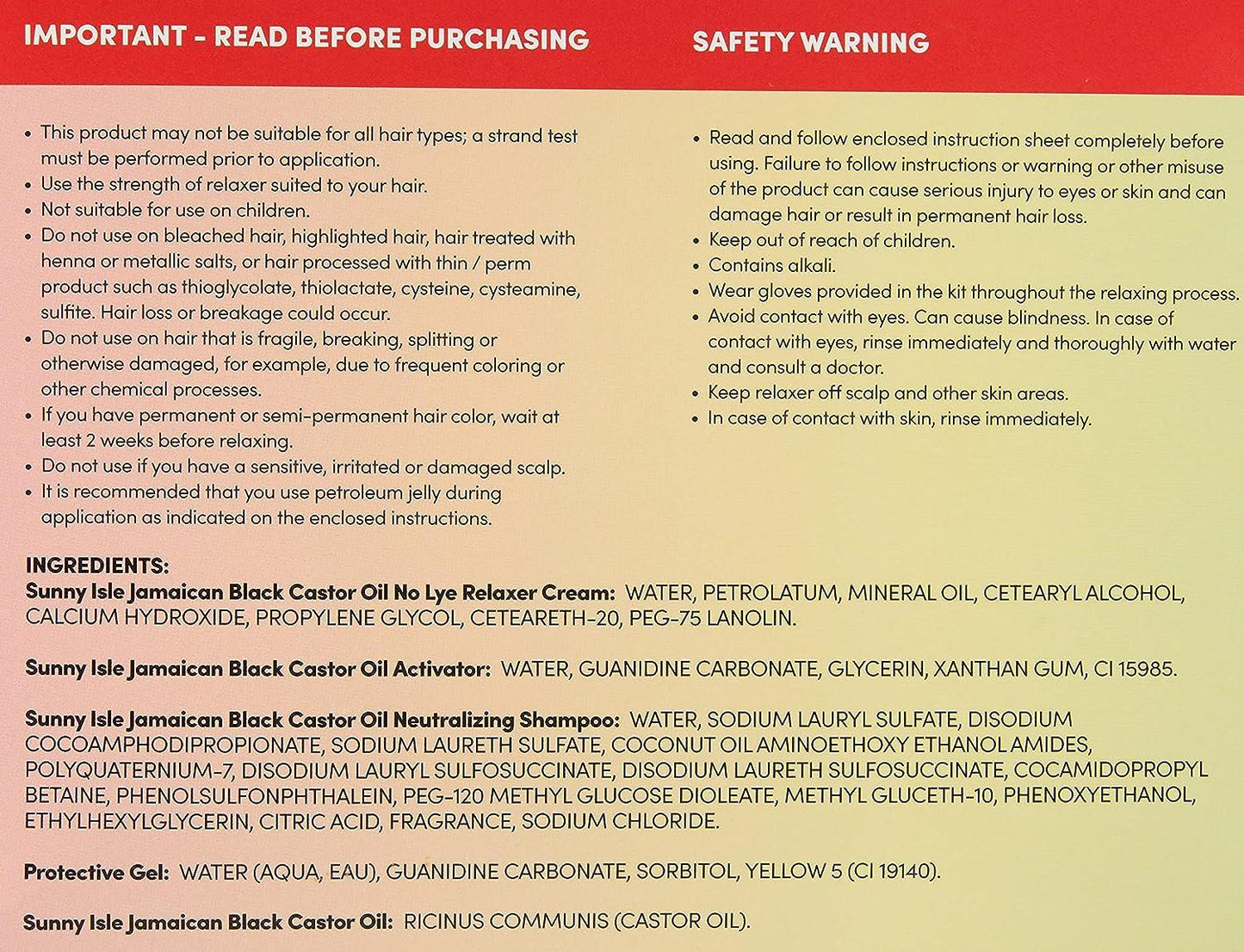 Sunny Isle Jamaican Black Castor Oil Relaxer Kit SUPER